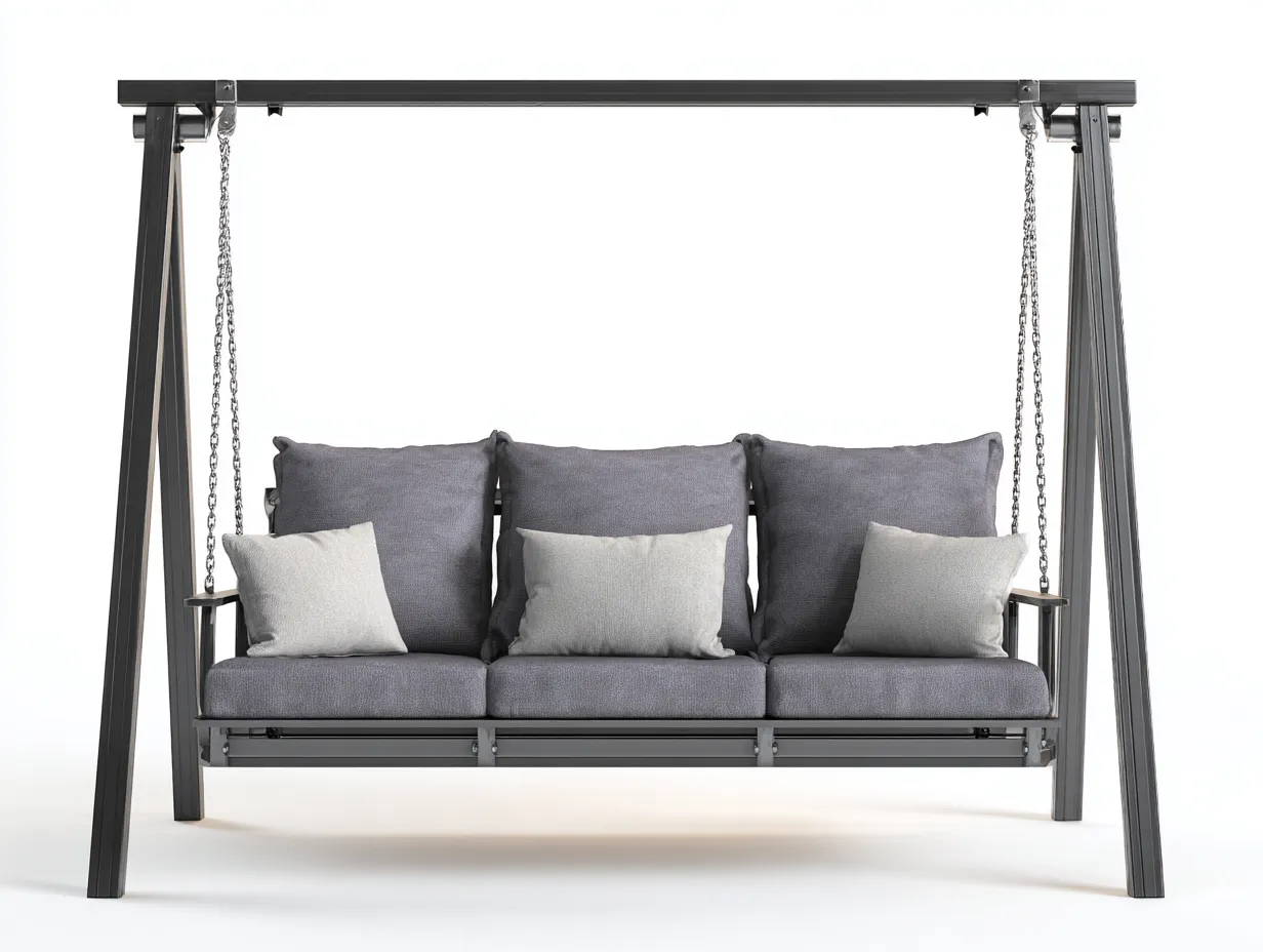 Gartenschaukelstuhl 3-Sitzer - Metall/Polyester - 190x120x160 cm - grau - für Garten - modernes Design-Spacesta