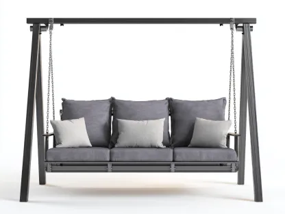 Gartenschaukelstuhl 3-Sitzer - Metall/Polyester - 190x120x160 cm - grau - für Garten - modernes Design-Spacesta