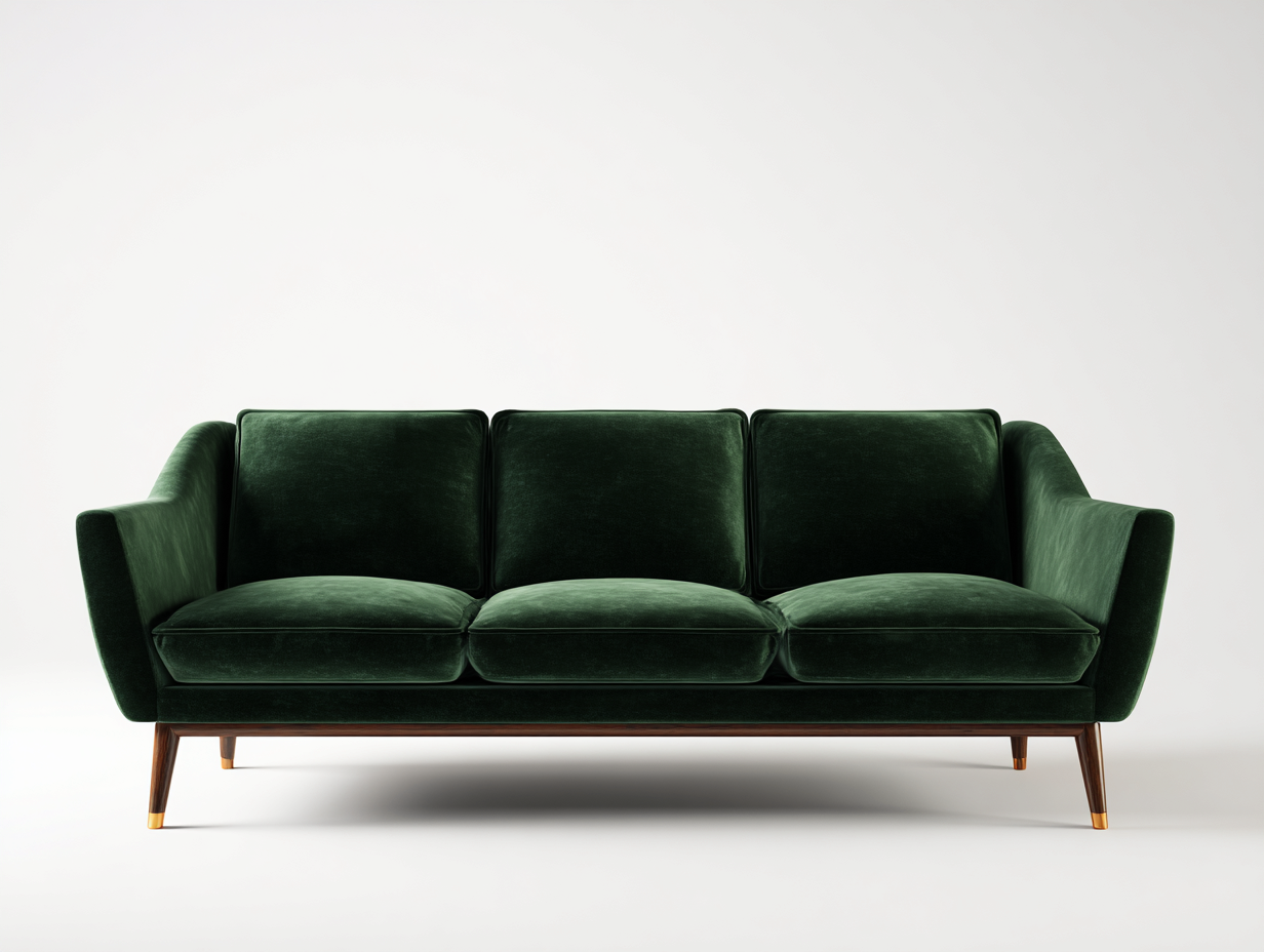 Sofa 3-Sitzer Stoff - 200x85x86 cm - dunkelgrün/dunkelbraun - für Wohnzimmer - modernes Design-Spacesta
