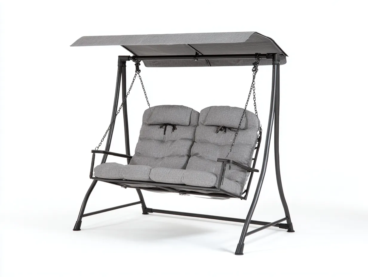 Gartenschaukelstuhl 2-Sitzer - Metall/Polyester - 170x120x160 cm - grau - für Garten - modernes Design-Spacesta