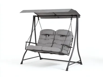 Gartenschaukelstuhl 2-Sitzer - Metall/Polyester - 170x120x160 cm - grau - für Garten - modernes Design-Spacesta