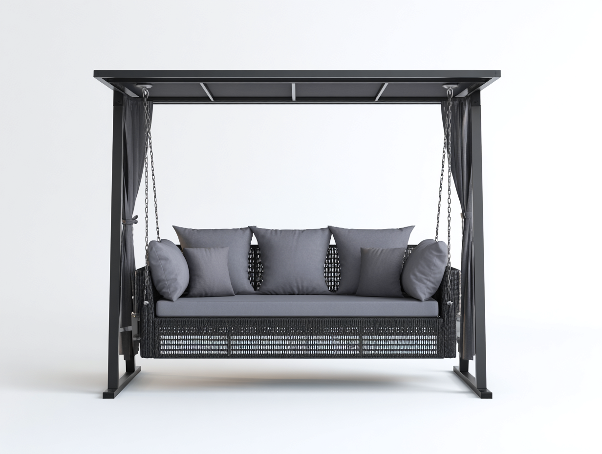 Gartenschaukel Outdoor-Schaukelstuhl Aluminium/Polyester 210x135x185 cm - grau - geeignet für Garten/Terrasse - wetterfestes Schaukeldesign-Spacesta