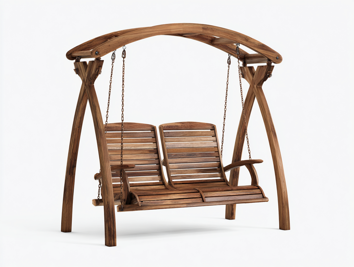 Gartenschaukelstuhl 2-Sitzer - Holz - 150x120x170 cm - natur - für Garten - klassisches Design-Spacesta