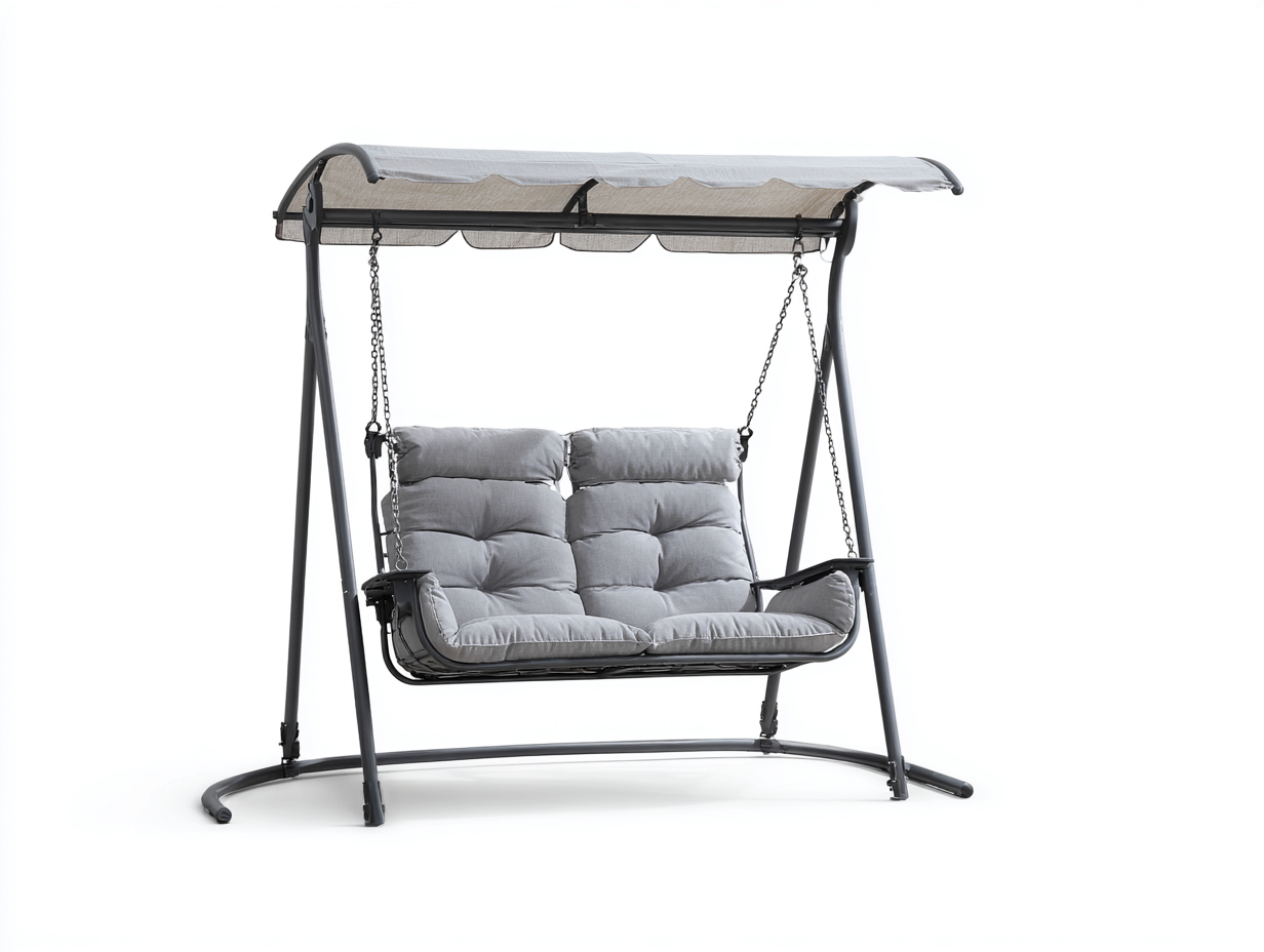 Gartenschaukel Outdoor-Schaukelstuhl Metall/Polyester 165x120x170 cm - grau - geeignet für Garten/Terrasse - doppelsitziges Schaukeldesign-Spacesta