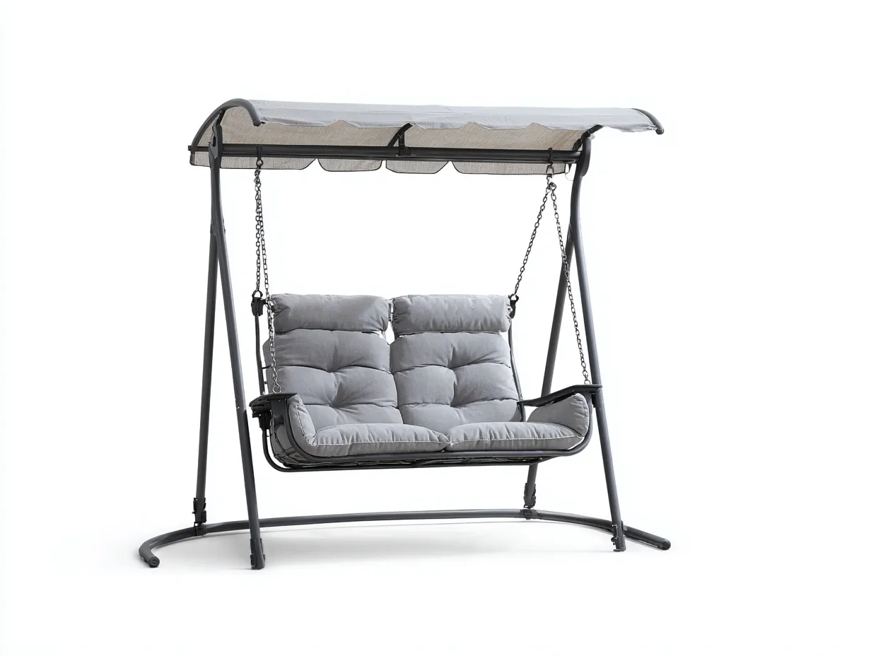 Gartenschaukel Outdoor-Schaukelstuhl Metall/Polyester 165x120x170 cm - grau - geeignet für Garten/Terrasse - doppelsitziges Schaukeldesign-Spacesta