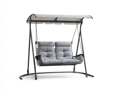 Gartenschaukel Outdoor-Schaukelstuhl Metall/Polyester 165x120x170 cm - grau - geeignet für Garten/Terrasse - doppelsitziges Schaukeldesign-Spacesta