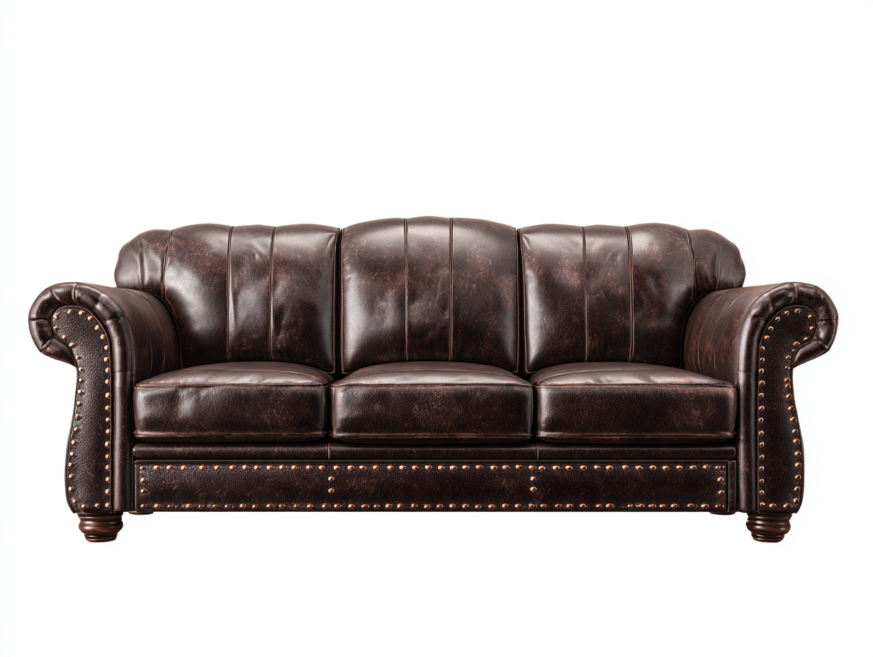 Sofa Kunstleder 210x85x98 cm - dunkelbraun - geeignet für Wohnzimmer - klassisches Chesterfield-Design-Spacesta
