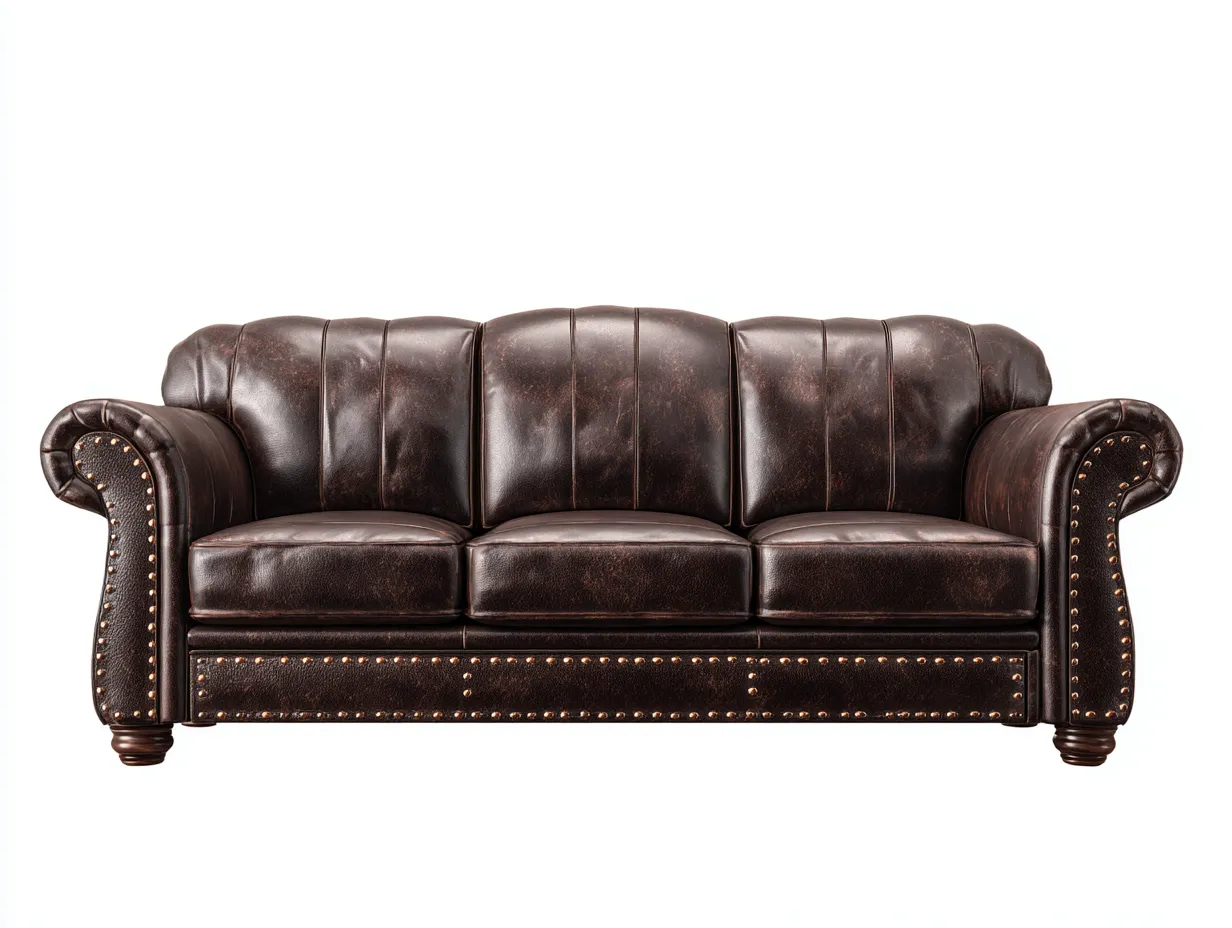 Sofa Kunstleder 210x85x98 cm - dunkelbraun - geeignet für Wohnzimmer - klassisches Chesterfield-Design-Spacesta