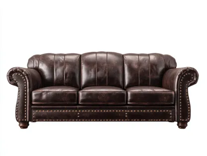 Sofa Kunstleder 210x85x98 cm - dunkelbraun - geeignet für Wohnzimmer - klassisches Chesterfield-Design-Spacesta