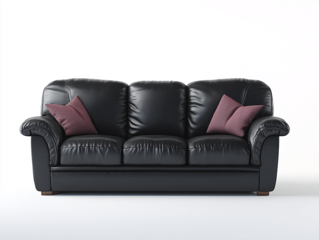 Sofa 3-Sitzer - echtes Leder - 210x85x95 cm - schwarz - für Wohnzimmer - modernes Design-Spacesta
