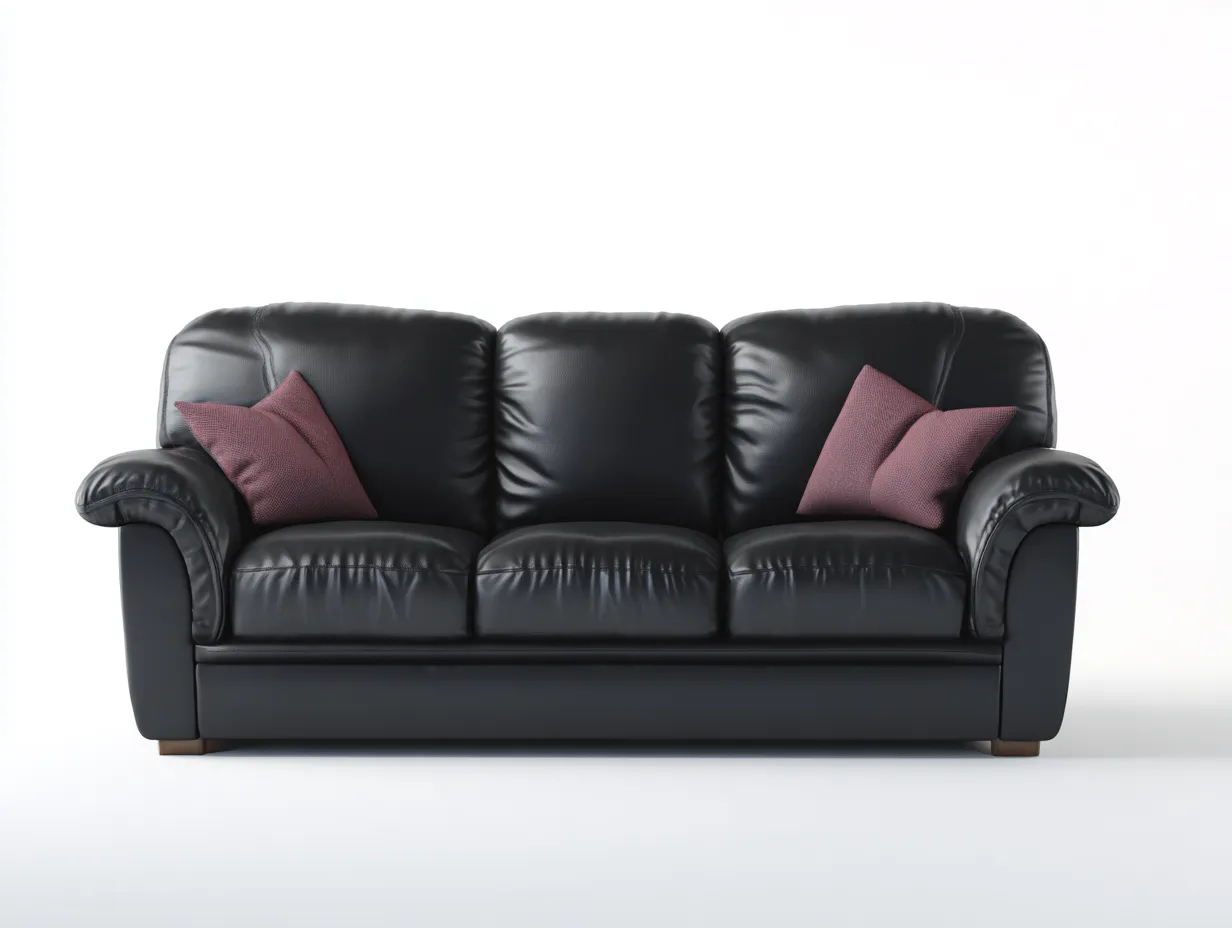 Sofa 3-Sitzer - echtes Leder - 210x85x95 cm - schwarz - für Wohnzimmer - modernes Design-Spacesta