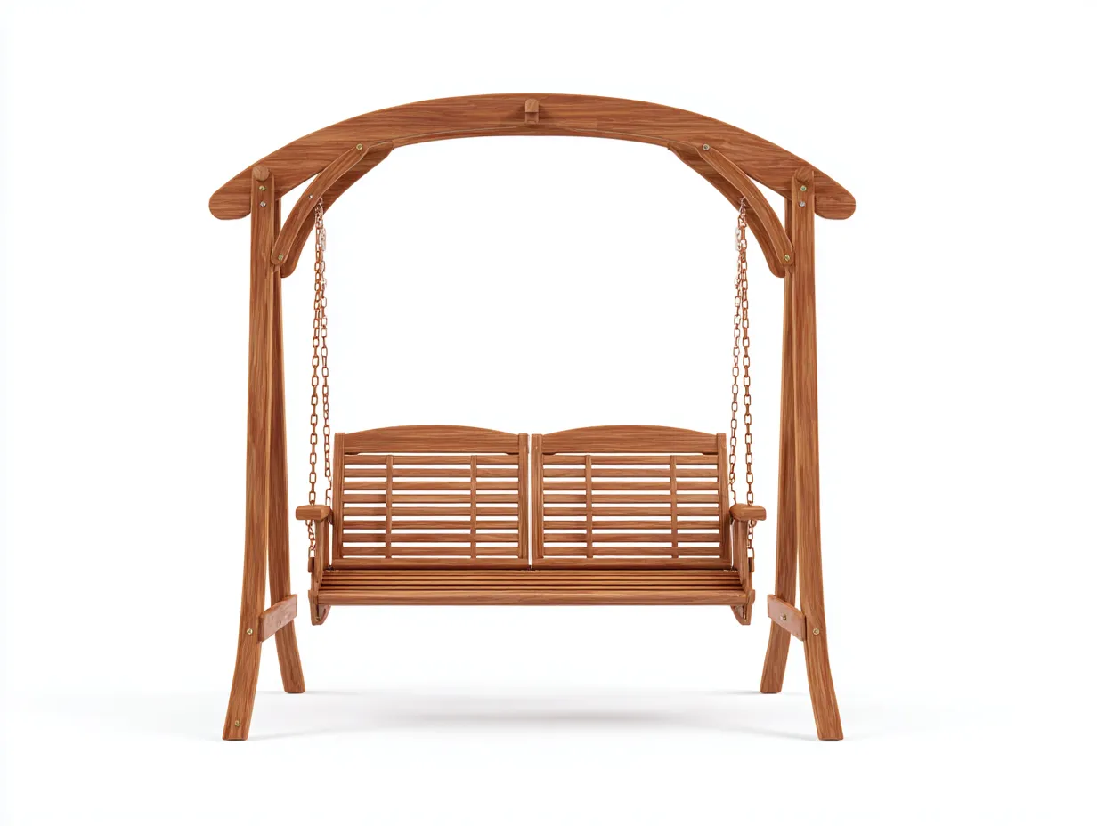 Gartenschaukelstuhl 2-Sitzer - Holz - 150x120x175 cm - naturholzfarbe - für Garten - klassisches Design-Spacesta