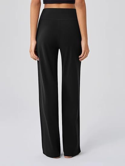 Yoga Pants Women Wide Leg Bottoms with Pockets High Waist Stretch Soft Casual Pants