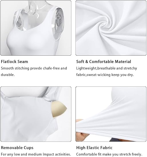  Womens' Sports Bra Padded with Medium Support Tank Tops Tee Shirts