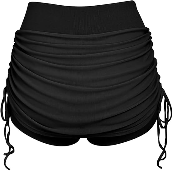 Women Tennis Skirts 2 in 1 Drawstring Mesh Ruched Athletic Skirts with Shorts High Waisted Gym Skort for Workout