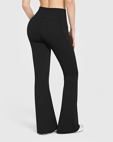 Yoga Pants Women High Waist Butt Lifting Casual Soft Leg Flared Bottoms with Pockets