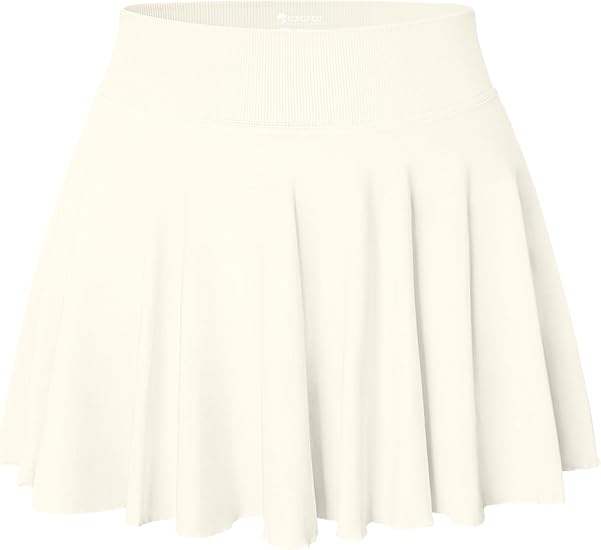 Women Mini Skirts 2 in 1 Flowy Basic Versatile Stretchy Flared Casual A-line Skirt with Pockets
