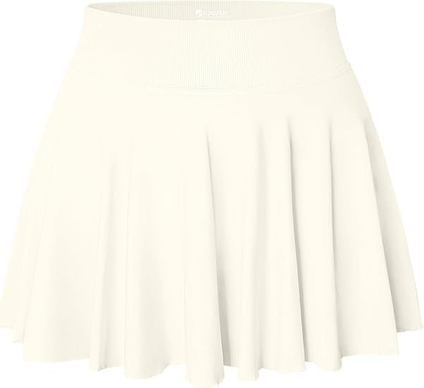 Women Mini Skirts 2 in 1 Flowy Basic Versatile Stretchy Flared Casual A-line Skirt with Pockets