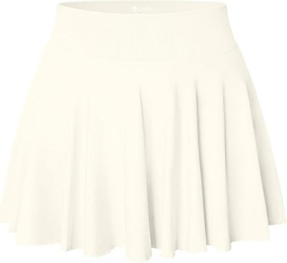 Women Mini Skirts 2 in 1 Flowy Basic Versatile Stretchy Flared Casual A-line Skirt with Pockets