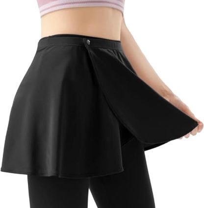 Women Layered Pleated Yoga Tennis Coverup Skirt Athletic Workout Running Buttons Elastic Waist Wrap Skirt Hip Scarf