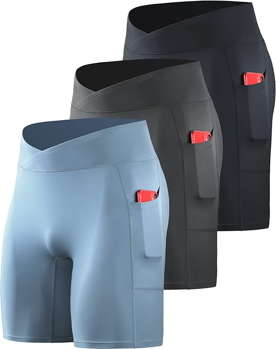 Men's Compression Short with Pocket Dry Fit Yoga Running Shorts Pack of 3