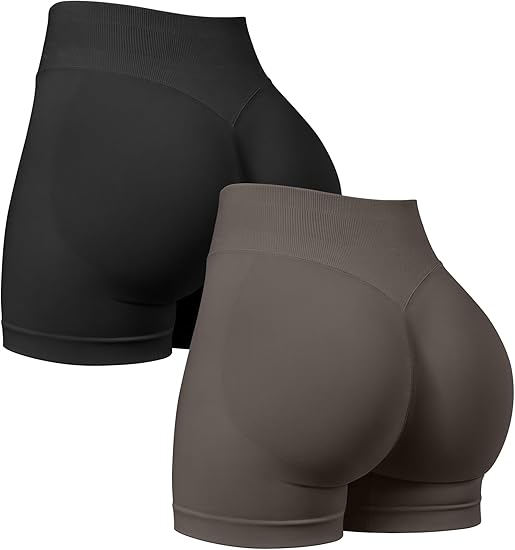 2 Piece Workout Shorts Butt Lifting High Waist Yoga Athletic Gym Seamless Shorts