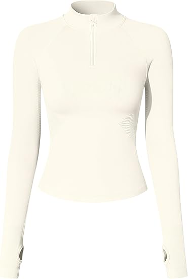 Workout Shirts Women Long Sleeve Yoga Tops Impact Half Zippy Tunics Running Shirts