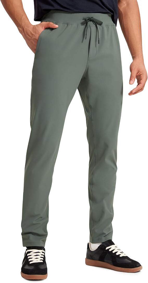YOGA 4-Way Stretch Athletic Pants for Men 30" - Workout Lounge Casual Work Jogger with Zip Pocket