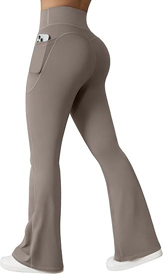 Yoga Pants Women High Waist Butt Lifting Casual Soft Leg Flared Bottoms with Pockets