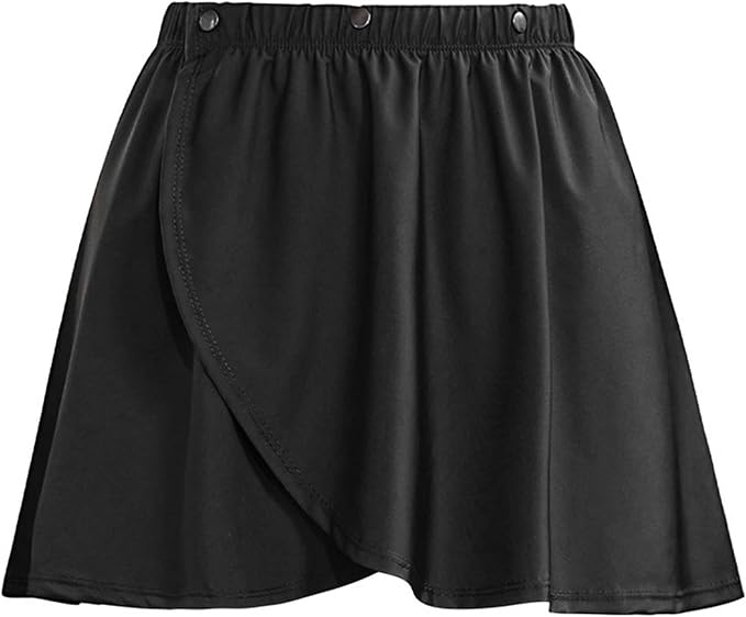 Women Layered Pleated Yoga Tennis Coverup Skirt Athletic Workout Running Buttons Elastic Waist Wrap Skirt Hip Scarf