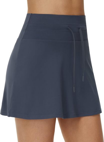  Women's Drawstring High Waist Golf Skorts Athletic Tennis Skirts Built-in Shorts with Pockets