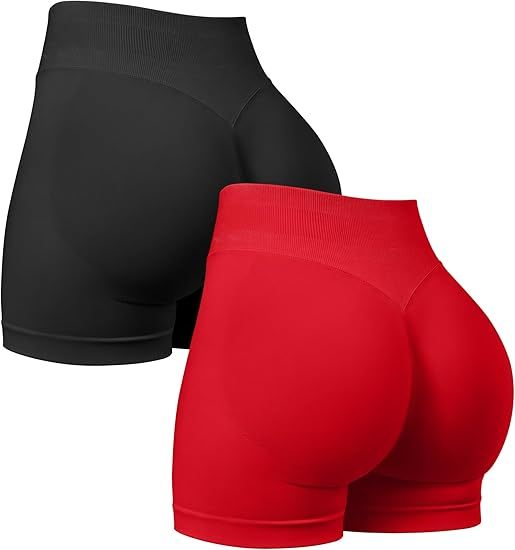 2 Piece Workout Shorts Butt Lifting High Waist Yoga Athletic Gym Seamless Shorts