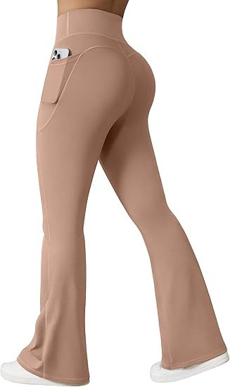 Yoga Pants Women High Waist Butt Lifting Casual Soft Leg Flared Bottoms with Pockets