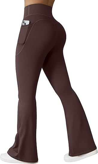 Yoga Pants Women High Waist Butt Lifting Casual Soft Leg Flared Bottoms with Pockets