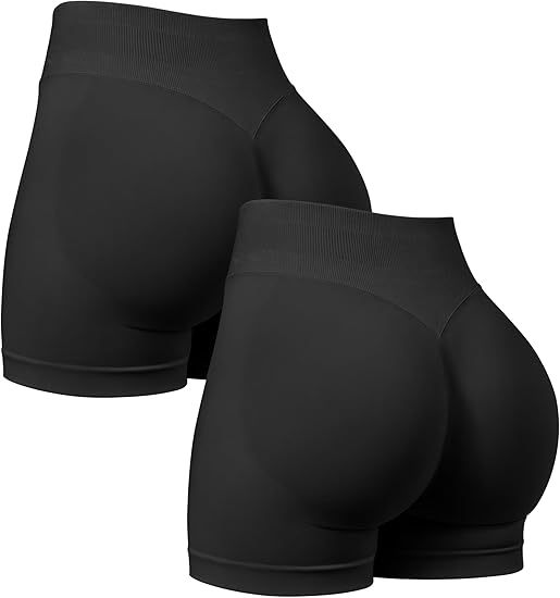 2 Piece Workout Shorts Butt Lifting High Waist Yoga Athletic Gym Seamless Shorts