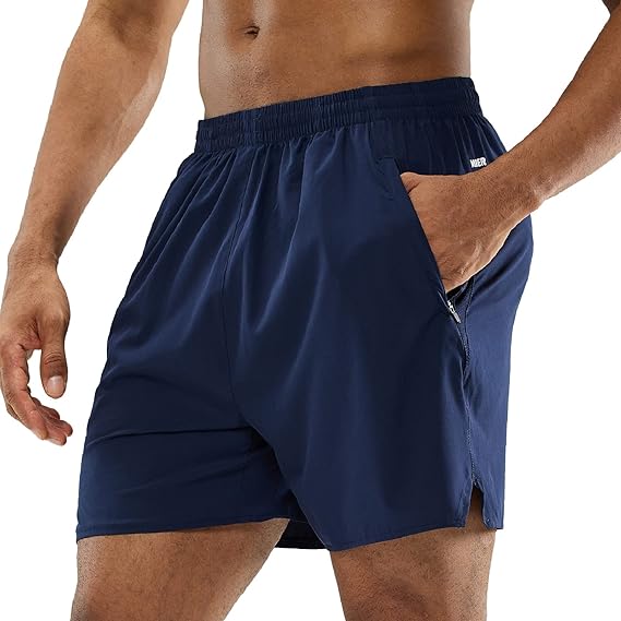  Men's Workout Running Shorts Quick Dry Active 5 Inches Shorts with Pockets, Lightweight, Breathable