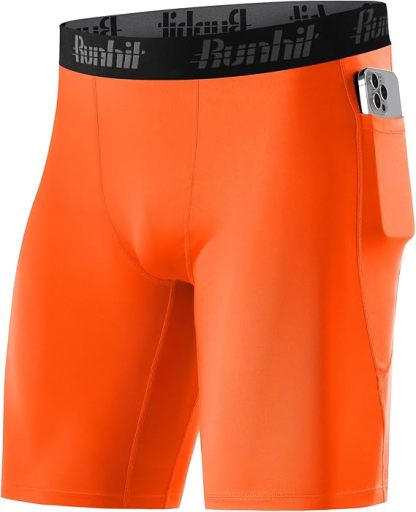 Runhit Men's Compression Shorts with Pockets – 9" Performance Athletic Shorts for Workouts Sports Running Spandex Underwear