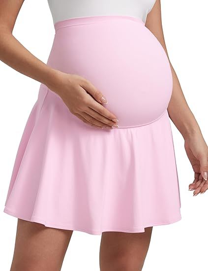 Butterluxe Maternity Flowy Tennis Skirts - High Waisted A Line Golf Athletic Casual Womens Pregnancy with Pockets