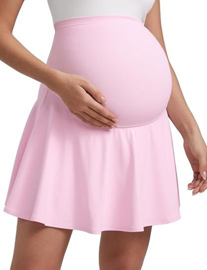 Butterluxe Maternity Flowy Tennis Skirts - High Waisted A Line Golf Athletic Casual Womens Pregnancy with Pockets
