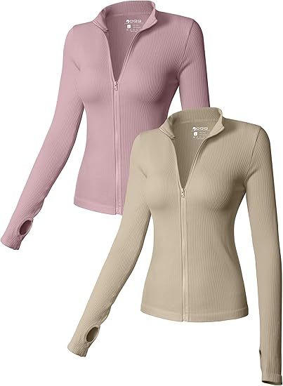 Womens 2 Piece Long Sleeve Tops Stand Neck Front Zipped Stretch Fitted Underscrubs Tee Shirts Tops