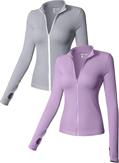 Womens 2 Piece Long Sleeve Tops Stand Neck Front Zipped Stretch Fitted Underscrubs Tee Shirts Tops
