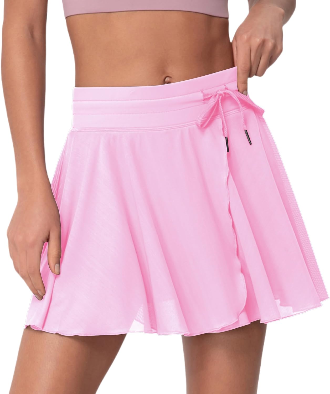 Womens Tennis Skirt with Shorts High Waist Mesh Layered Tulle Flowy Workout Athletic Skorts Skirt