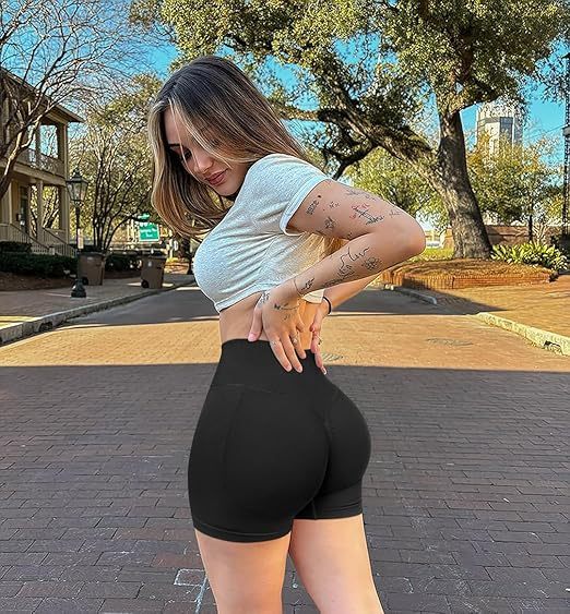 2 Piece Workout Shorts Butt Lifting High Waist Yoga Athletic Gym Seamless Shorts