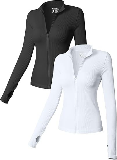 Womens 2 Piece Long Sleeve Tops Stand Neck Front Zipped Stretch Fitted Underscrubs Tee Shirts Tops