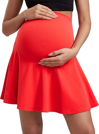 Butterluxe Maternity Flowy Tennis Skirts - High Waisted A Line Golf Athletic Casual Womens Pregnancy with Pockets