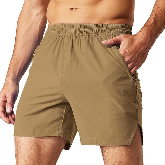  Men's Workout Running Shorts Quick Dry Active 5 Inches Shorts with Pockets, Lightweight, Breathable