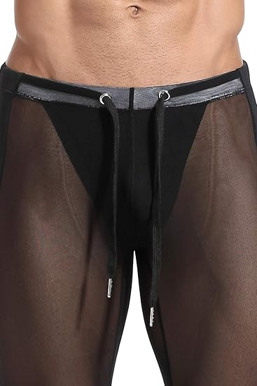 Men's Mesh Yoga Pants See Through Compression Tights Workout Leggings