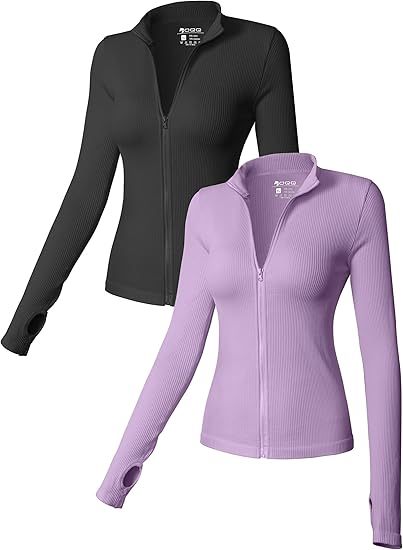 Womens 2 Piece Long Sleeve Tops Stand Neck Front Zipped Stretch Fitted Underscrubs Tee Shirts Tops