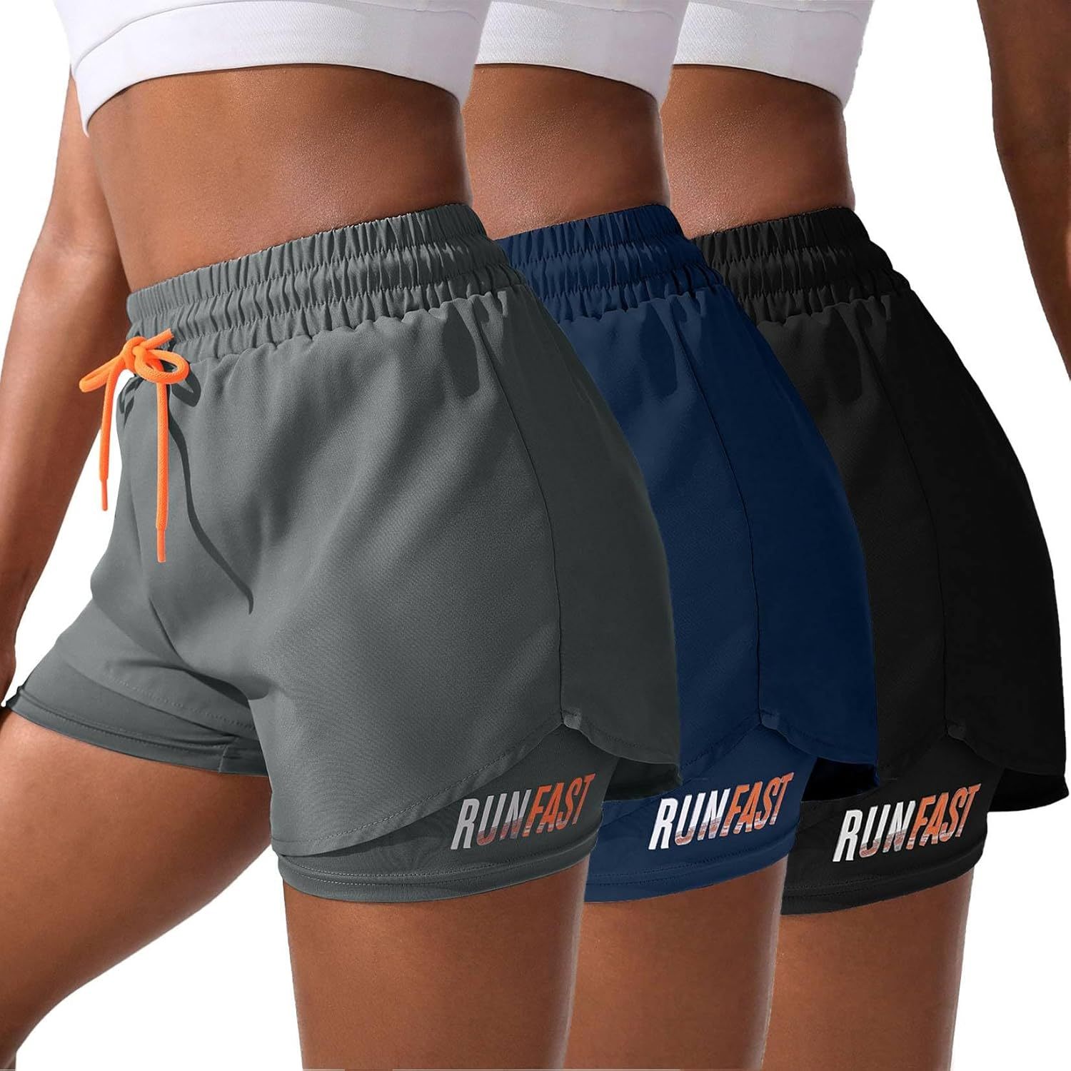 Women's 2 in 1 Workout Shorts Gym Workout Yoga Running Biker Tennis Skirts Clothes Summer