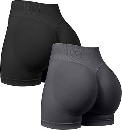 2 Piece Workout Shorts Butt Lifting High Waist Yoga Athletic Gym Seamless Shorts